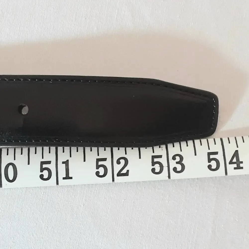 💎Mens Basic Black Mixed Leather & Synthetic Belt 46/48 Waist Double Loops